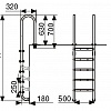 картинка Лестница M202, 2 ступ. с накладкой люкс, нерж. AISI-304 (узкий борт)